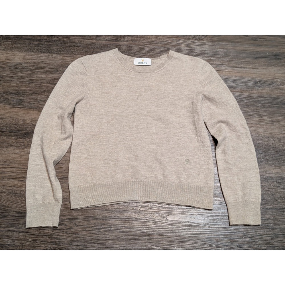 Rolex Beige Crew Neck Sweater